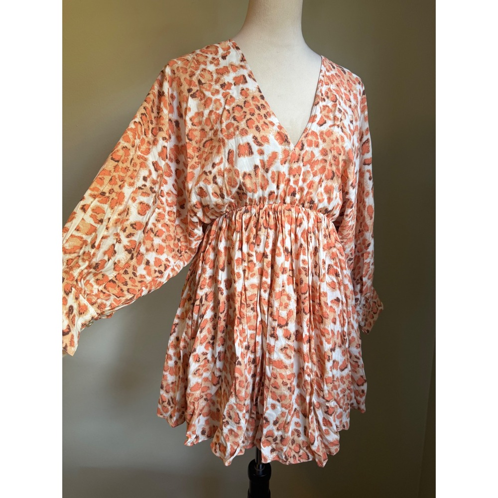 Boutique Glam Leopard Mini Dress S NWT boho resort whimsi dainty flowy animal pr